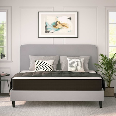 Flash Furniture Dream 10 in Hybrid Mattress, King Size High Density Foam and Pocket Spring Mattress in a Box, White/Black DR-E230P-R-K-10-GY-GG